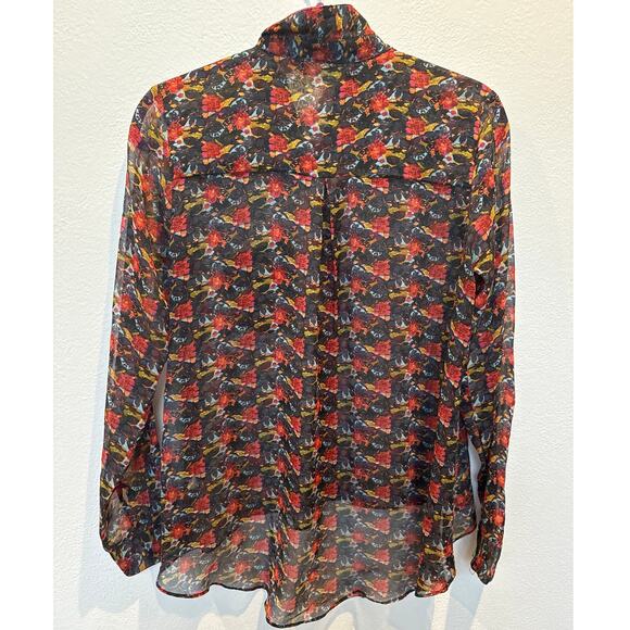 Staring at Stars Anthropologie Long Sleeve Button Front Sheer Top Women's Size S - Picture 2 of 6